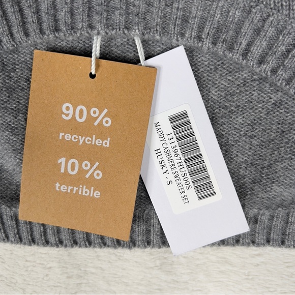 Reformation Maddy Cashmere Cropped Top Sweater Women's Small Husky Gray NWT - Picture 4 of 12